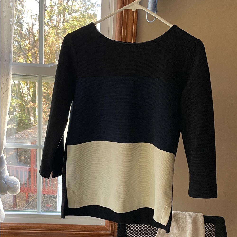 Madewell Black navy and cream Textured Top